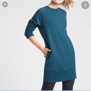 Athleta Bounce Back Sweatshirt Dress Dark Teal